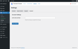 Page screenshot: Contact Form &rarr; Settings &rarr; Account