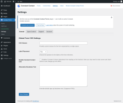 Page screenshot: Contact Form &rarr; Settings