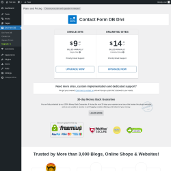 Page screenshot: Divi Form DB → Upgrade  ➤