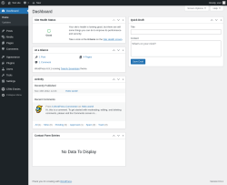 Page screenshot: Dashboard &lsaquo; Test site &mdash; WordPress