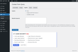 Page screenshot: Contact → Settings → 
			Captcha		