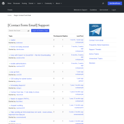 Page screenshot: Contact Form to Email → Help: Free support