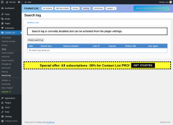 Page screenshot: Contact List → Search log