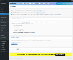 Page screenshot: Contact List → Help / Support