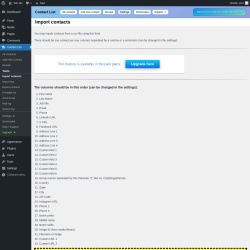 Page screenshot: Contact List → Import contacts