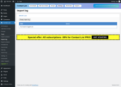 Page screenshot: Contact List → Import log