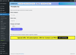 Page screenshot: Contact List → Printable list