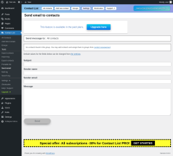 Page screenshot: Contact List → Send email