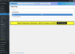 Page screenshot: Contact List → Import log