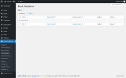Page screenshot: Custom Blocks → All Variations