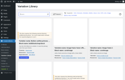 Page screenshot: Custom Blocks → Variation Library