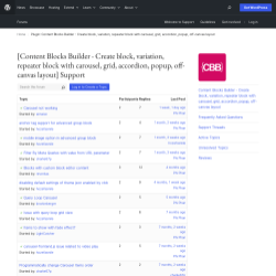 Page screenshot: Custom Blocks → Support Forum