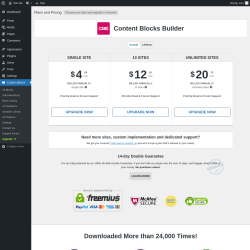 Page screenshot: Custom Blocks → Upgrade  ➤