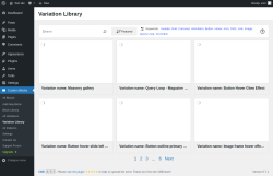 Page screenshot: Custom Blocks → Variation Library