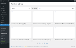 Page screenshot: Custom Blocks → Variation Library