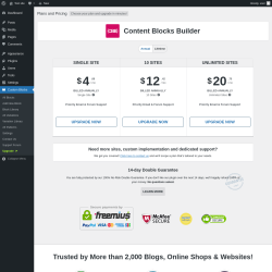 Page screenshot: Custom Blocks → Upgrade  ➤
