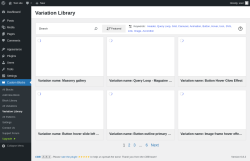 Page screenshot: Custom Blocks → Variation Library