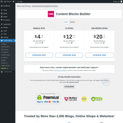 Page screenshot: Custom Blocks → Upgrade  ➤