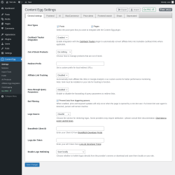 Page screenshot: Settings ‹ Content Egg ‹ Test site — WordPress