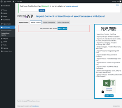 Page screenshot: WPFactory → Content Excel Importer → Delete Content