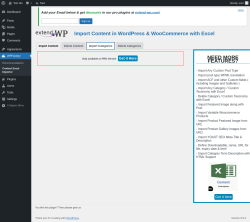 Page screenshot: WPFactory → Content Excel Importer → Import Categories