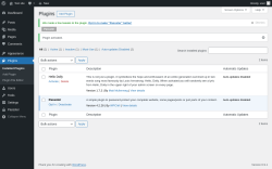 Page screenshot: Plugins &lsaquo; Test site &mdash; WordPress