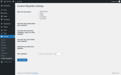 Page screenshot: Settings → Content Republish