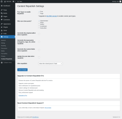 Page screenshot: Settings → Content Republish