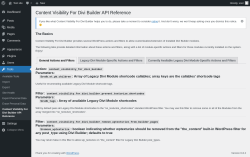 Page screenshot: Tools → Content Visibility For Divi Builder API Reference