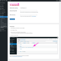 Page screenshot: Tools → Convert WPBakery to Elementor