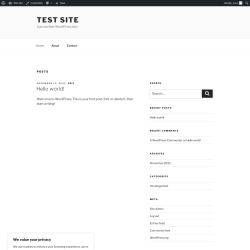 Page screenshot: Test site – Just another WordPress site