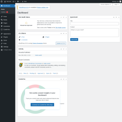 Page screenshot: Dashboard &lsaquo; Test site &mdash; WordPress