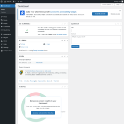 Page screenshot: Dashboard &lsaquo; Test site &mdash; WordPress