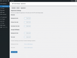 Page screenshot: Cookie Settings &rarr; Appearance