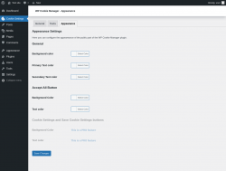 Page screenshot: Cookie Settings &rarr; Appearance
