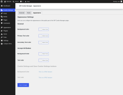 Page screenshot: Cookie Settings &rarr; Appearance