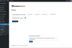 Page screenshot: CookieAdmin → Settings
