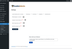 Page screenshot: CookieAdmin → Settings