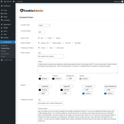 Page screenshot: CookieAdmin &rarr; Consent Form