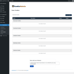 Page screenshot: CookieAdmin &rarr; Scan Cookies