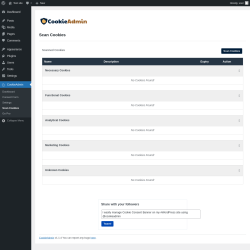 Page screenshot: CookieAdmin &rarr; Scan Cookies