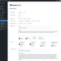 Page screenshot: CookieAdmin &rarr; Consent Form