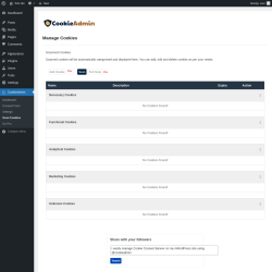Page screenshot: CookieAdmin &rarr; Scan Cookies