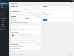 Page screenshot: Dashboard &lsaquo; Test site &mdash; WordPress