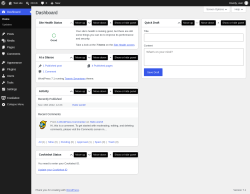 Page screenshot: Dashboard &lsaquo; Test site &mdash; WordPress