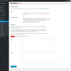 Page screenshot: Settings &rarr; CookieHub