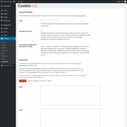 Page screenshot: Settings &rarr; CookieHub