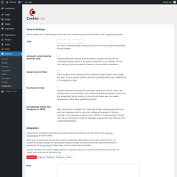 Page screenshot: Settings &rarr; CookieHub
