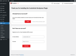 Page screenshot: Settings &rarr; CookieHub