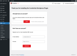 Page screenshot: Settings &rarr; CookieHub